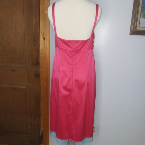 Mica pink dress beads beaded fringe  Made in the USA barbiecore - Picture 2 of 15